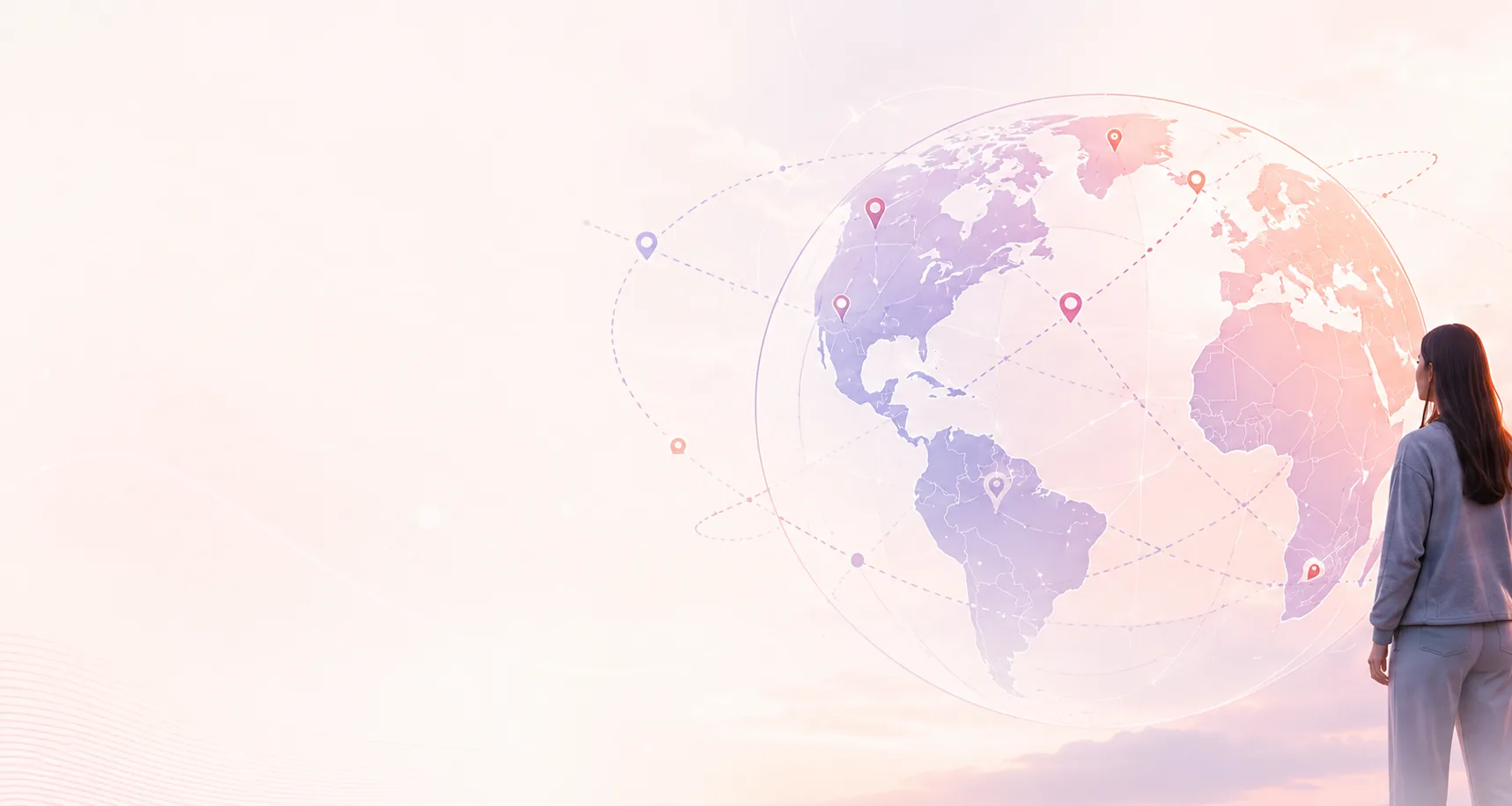 Psicoterapia online para brasileiros no exterior — globo conectado e pessoa observando o mundo.