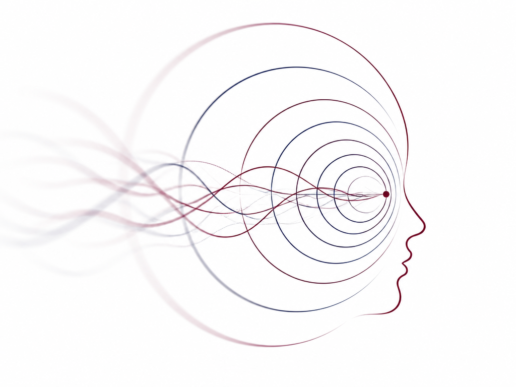 Ilustração abstrata de um feixe de luz convergindo em um ponto de foco