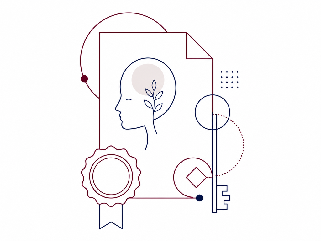 Ilustração abstrata de formas geométricas translúcidas em vinho e azul-marinho